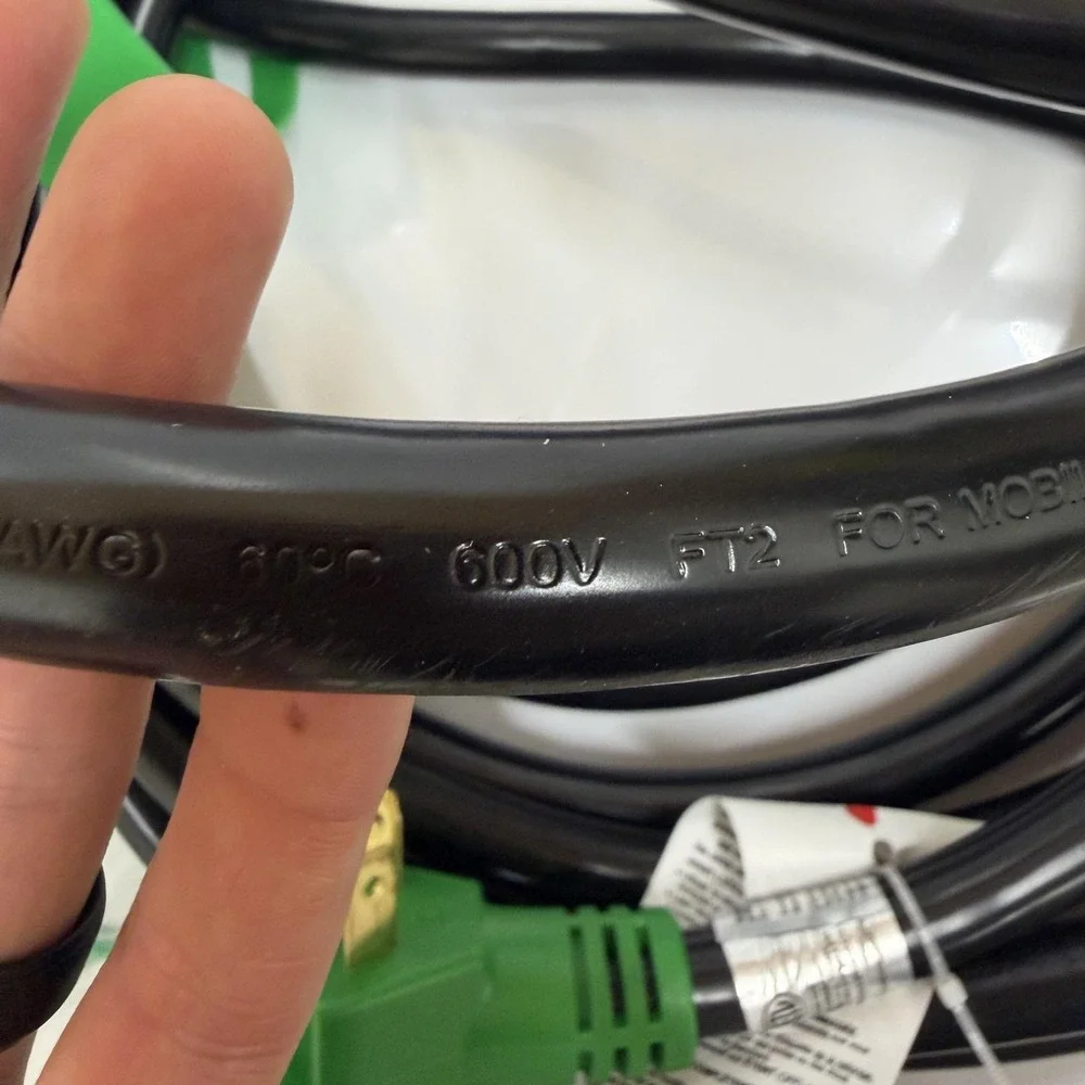 10AWG 30A 125V RV Generator Extension Cord 3-Prong STW 3-Wire Black Green